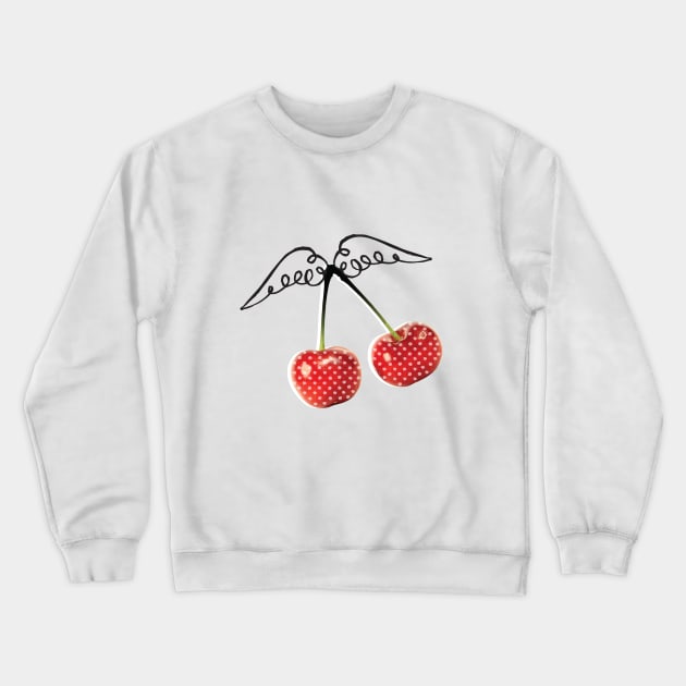 Red Cherry Fruit Pop Art Retro Crewneck Sweatshirt by Inogitna Designs